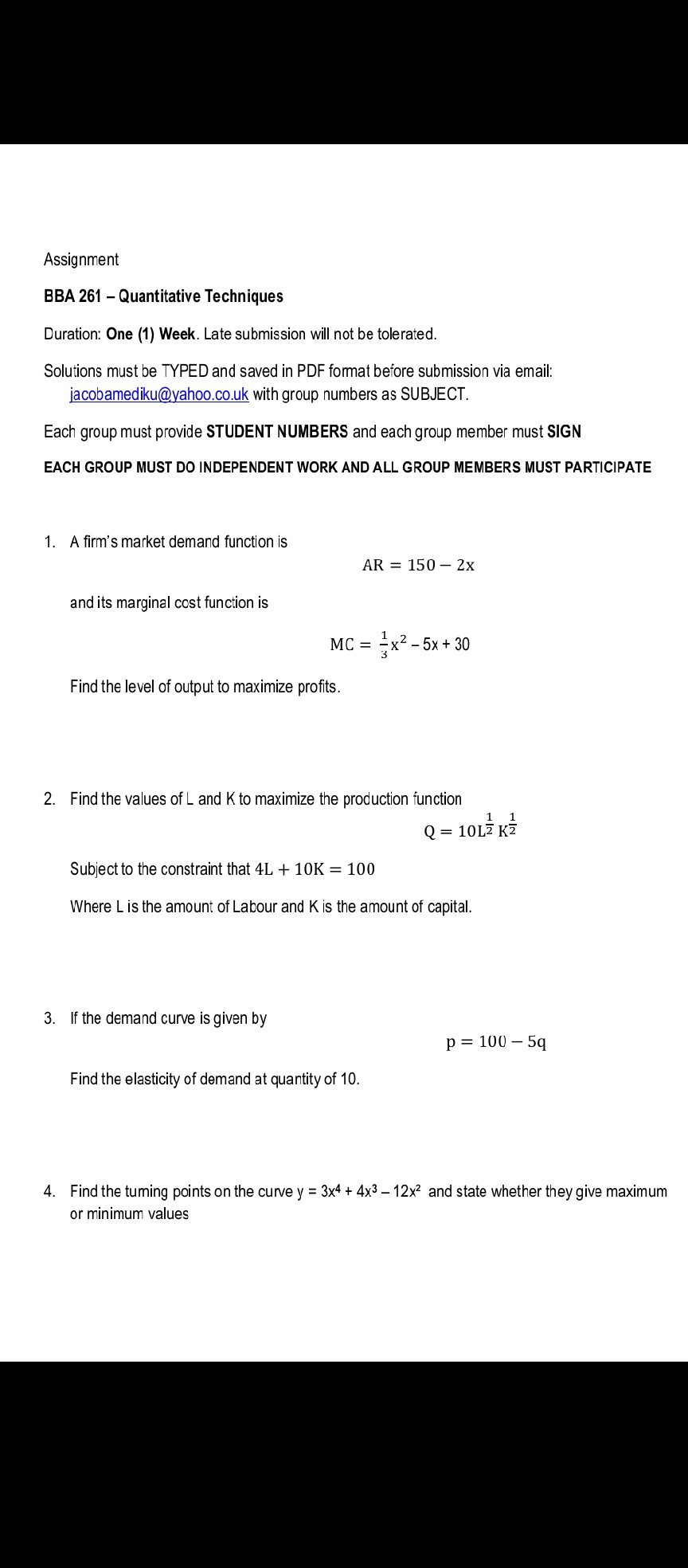 SOLVED Assignment BBA 261 Quantitative Techniques Duration One 1 solved-assignment-bba-261-quantitative-techniques-duration-one-1
