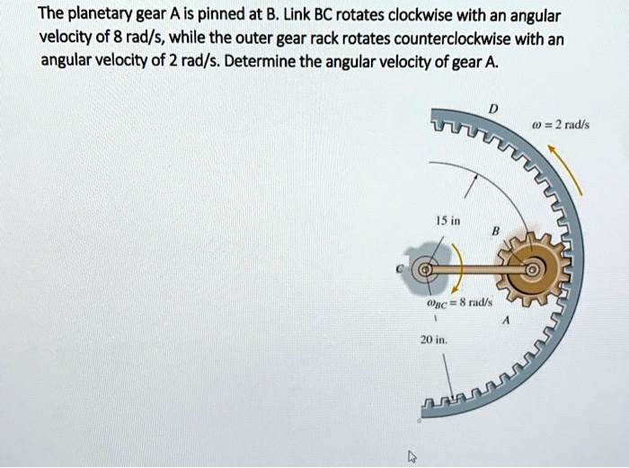 SOLVED: The Planetary Gear A Is Pinned At B. Link BC Rotates Clockwise ...