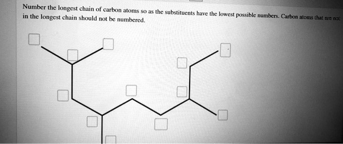 SOLVED: Number the longest chain of carbon atoms 0 as the subslituents ...