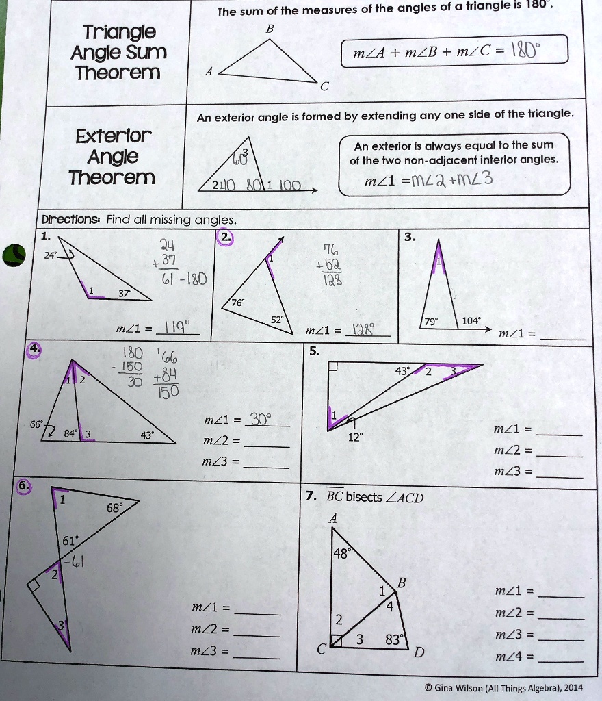 SOLVED The Sum Of The Measures Of The Angles Of A Triangle Is 180