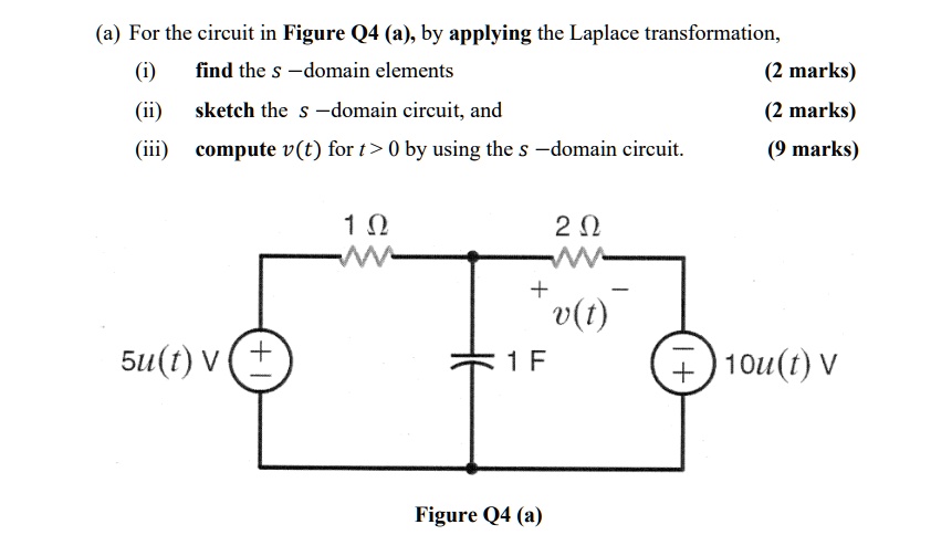 SOLVED: For The Circuit In Figure Q4 (a), By Applying The Laplace ...