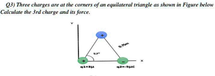SOLVED: 03) Three charges are at the corners of an equilateral triangle ...