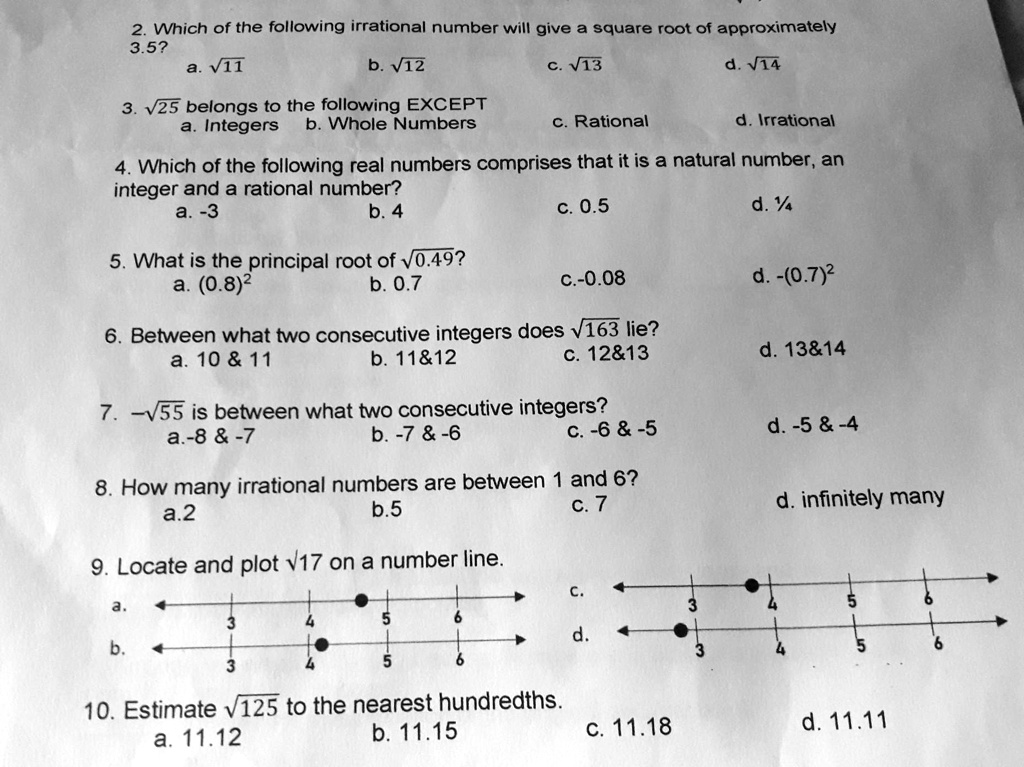 'please help po sa math Which of the following irrational number will ...