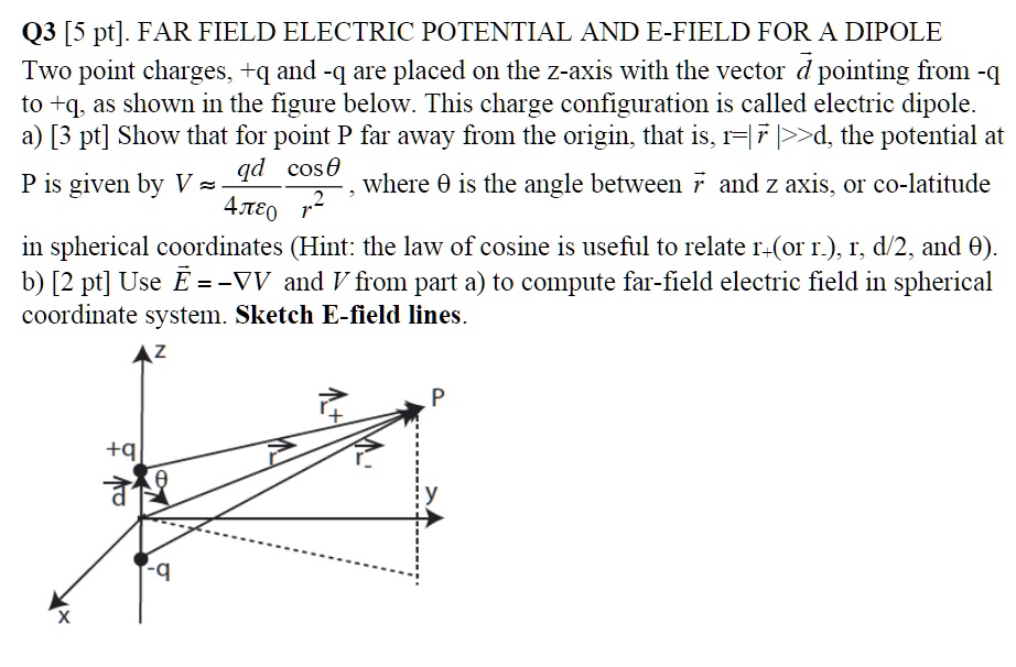 SOLVED: Q3 [5 pt]. FAR FIELD ELECTRIC POTENTIAL AND E-FIELD FOR A ...