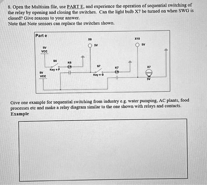 SOLVED Solve the example please! 8. Open the Multisim file, use PART E