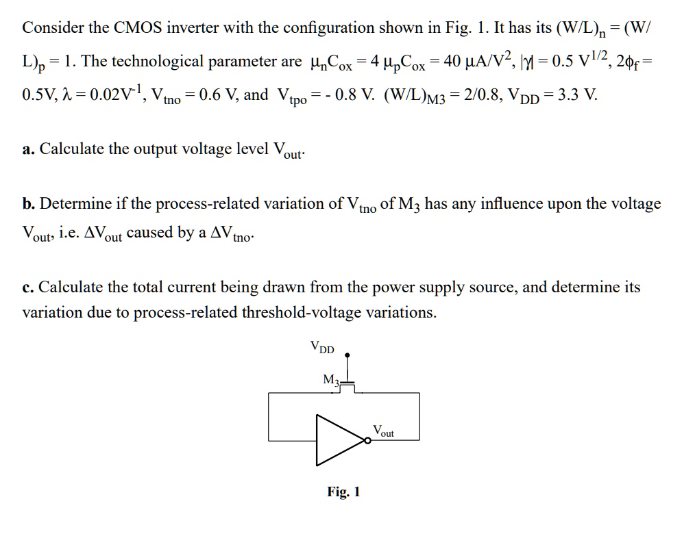 SOLVED: Consider The CMOS Inverter With The Configuration Shown In Fig ...