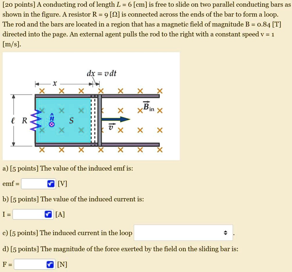 SOLVED: [20 points] A conducting rod of length L = 6 [cm] is free to ...