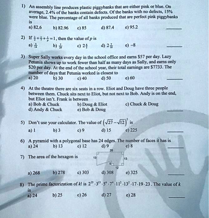 SOLVED: An assembly line produces plastic piggybanks that are either ...