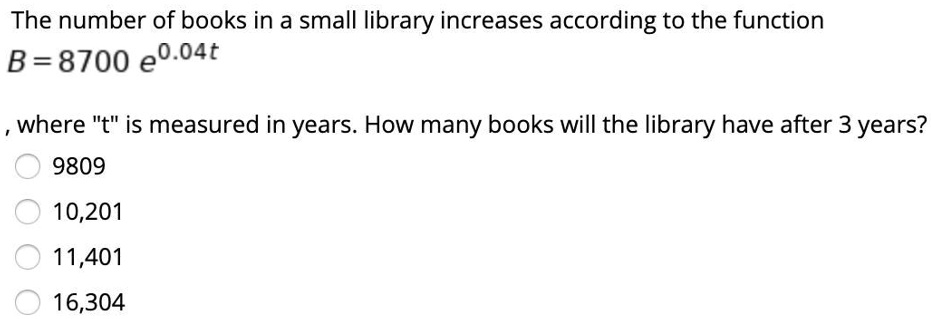 The number of books in a small library increases according to the ...