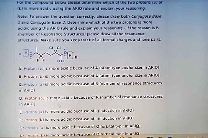 For the compound below please determine which of the two protons (a) or ...