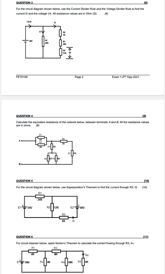 QUESTION 3 [6] For the circuit diagram shown below, use the Current ...