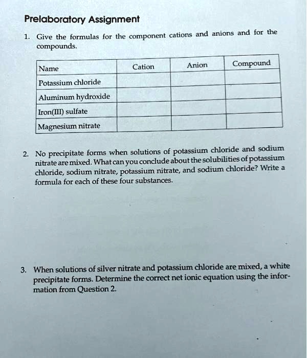 SOLVED Prelaboratory Assignment 1. Give the formulas for the component