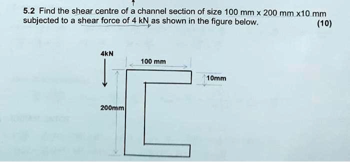 5.2 Find the shear centre of a channel section of size 100 mm x 200 mm ...