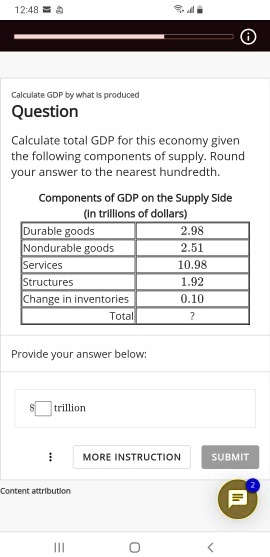 SOLVED: 12:48 Calculate GDP by what Is produced Question Calculate ...