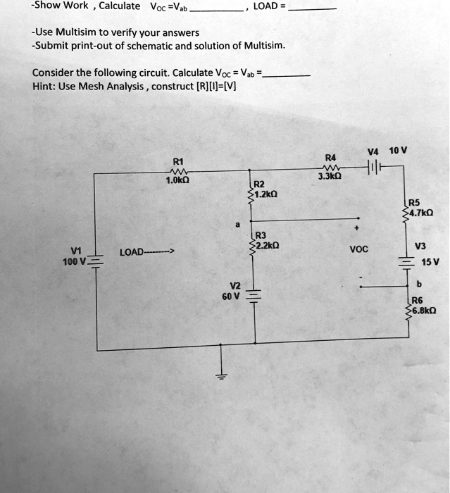 SOLVED: Can you do it by using matrices: [R]=[I][V]? PLEASE... thanks ...