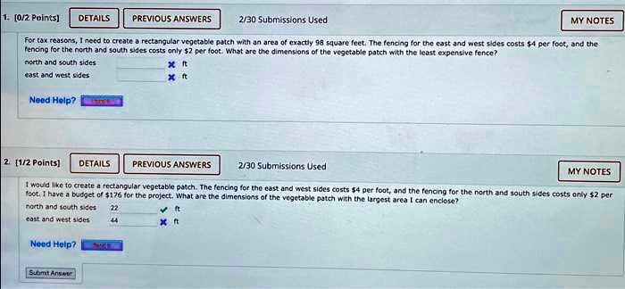 SOLVED: For tax reasons, I need to create a rectangular vegetable patch ...