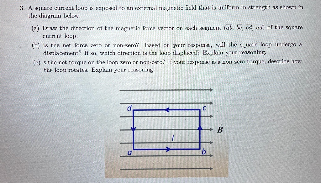 a square current loop is exposed to an external magnetic field that is ...