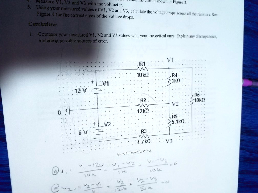 Solved Use Nodal Analysis To Find The Voltage Drops Across All Resistors V1 V2 And V3 With 0199