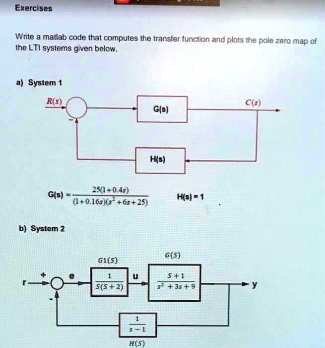 Exercises Write a matlab code that computes the transfer...