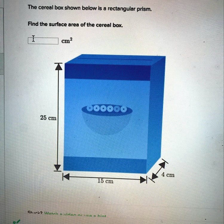 SOLVED 'What is the surface area The cereal box shown below Is