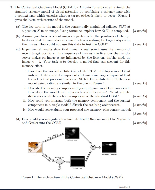 SOLVED: 3. The Contextual Guidance Model (CGM) by Antonio Torralba et ...