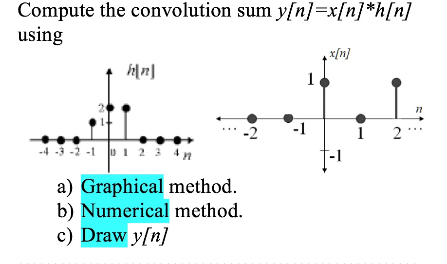 SOLVED: Compute The Convolution Sum Y[n]=x[n]*h[n] Using Compute The ...