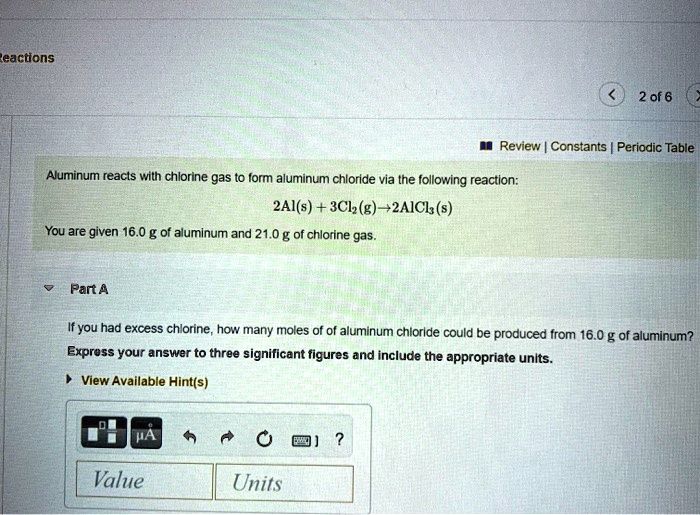 SOLVED Reactions 2 of 6 Review Constants Periodic Table Aluminum
