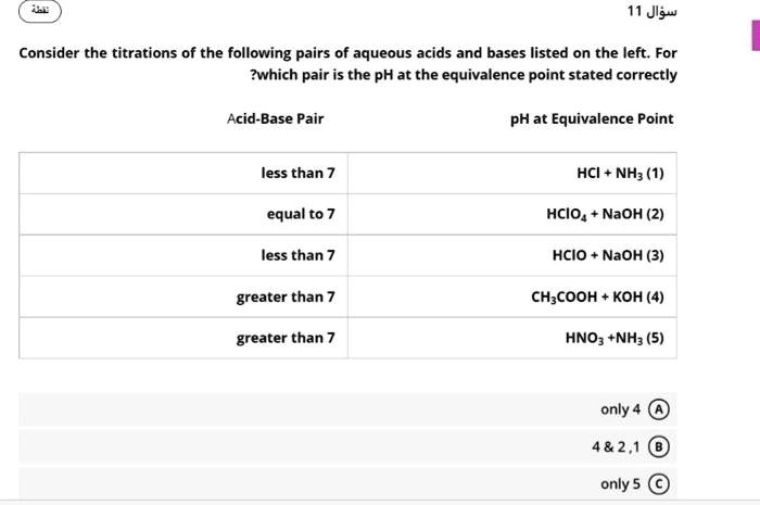 SOLVED: 11 Jliw Consider the titrations of the following pairs of ...