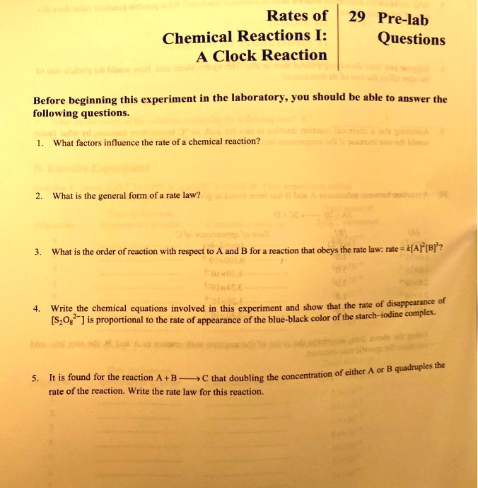 SOLVED Rates of 29 Prelab Chemical Reactions I Questions A Clock