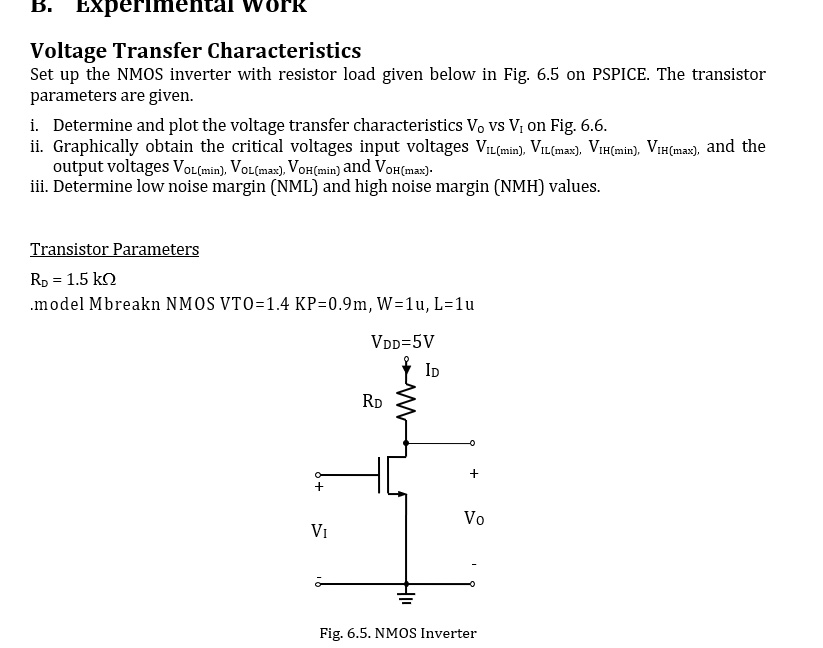 SOLVED Voltage Transfer Characteristics Set up the NMOS inverter with