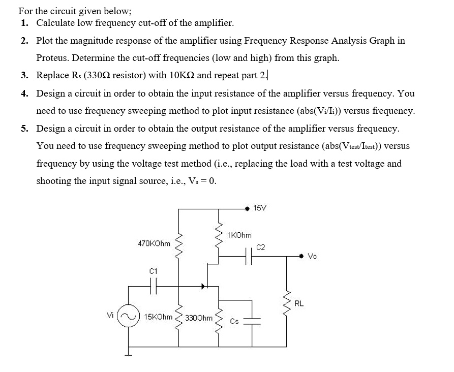 SOLVED: For the circuit given below: 1. Calculate the low-frequency cut ...