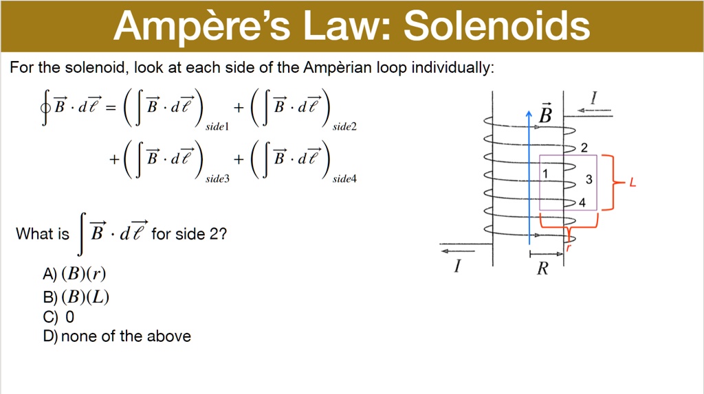 SOLVED: Ampere's Law: Solenoids For the solenoid, look at each side of ...