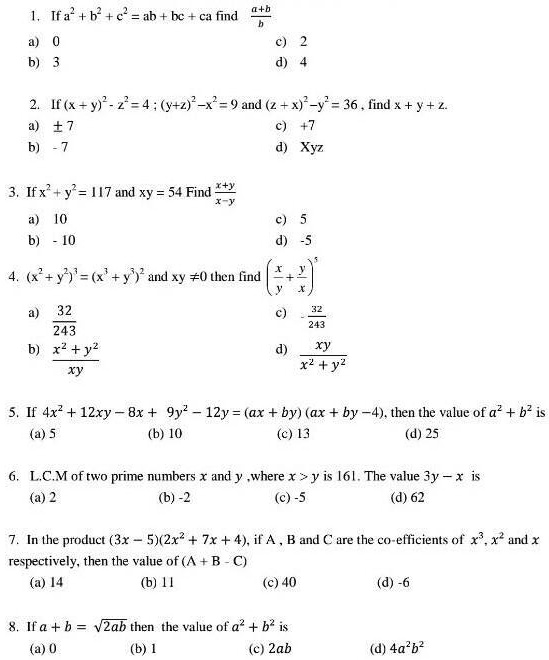 Solved Please Help Me With These Questions Tfa H 2 Ab Ca Find 2 If X 9 L 2 4 Y Z X 9ad 2 X Y 36 Find X Y 2 7 Xyz 3 Ifx Y