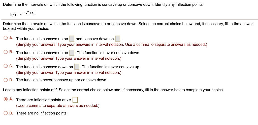 determine the intervals on which the following function concave up or ...