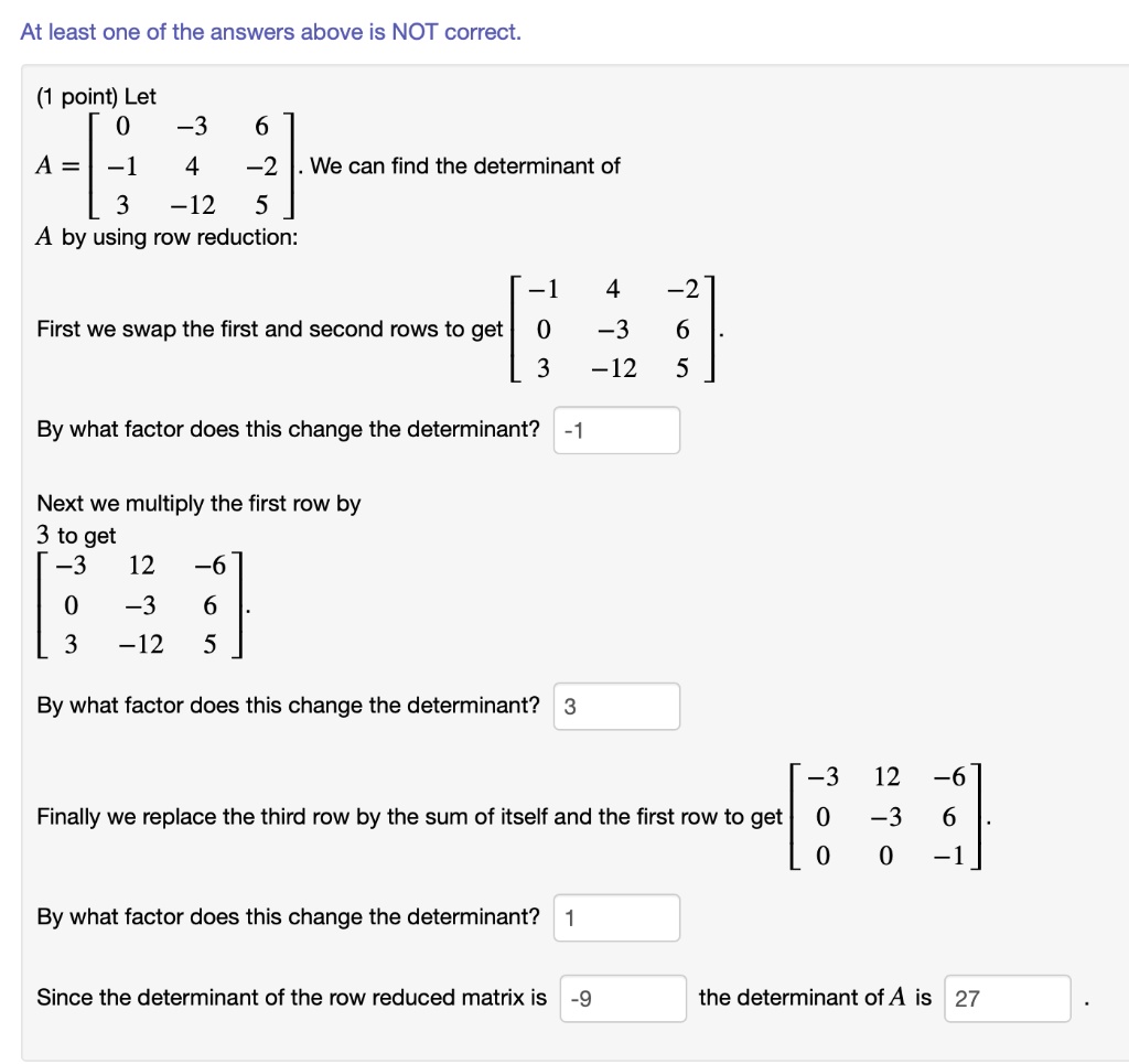 SOLVED At least one of the answers above is NOT correct. point