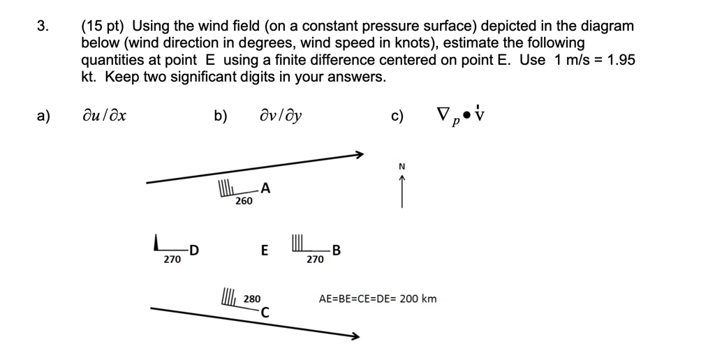 SOLVED: 15 pt) Using the wind field (on a constant pressure surface