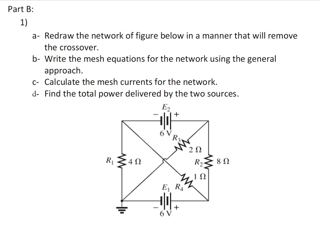 SOLVED: Part B: 1) a- Redraw the network of figure below in a manner ...