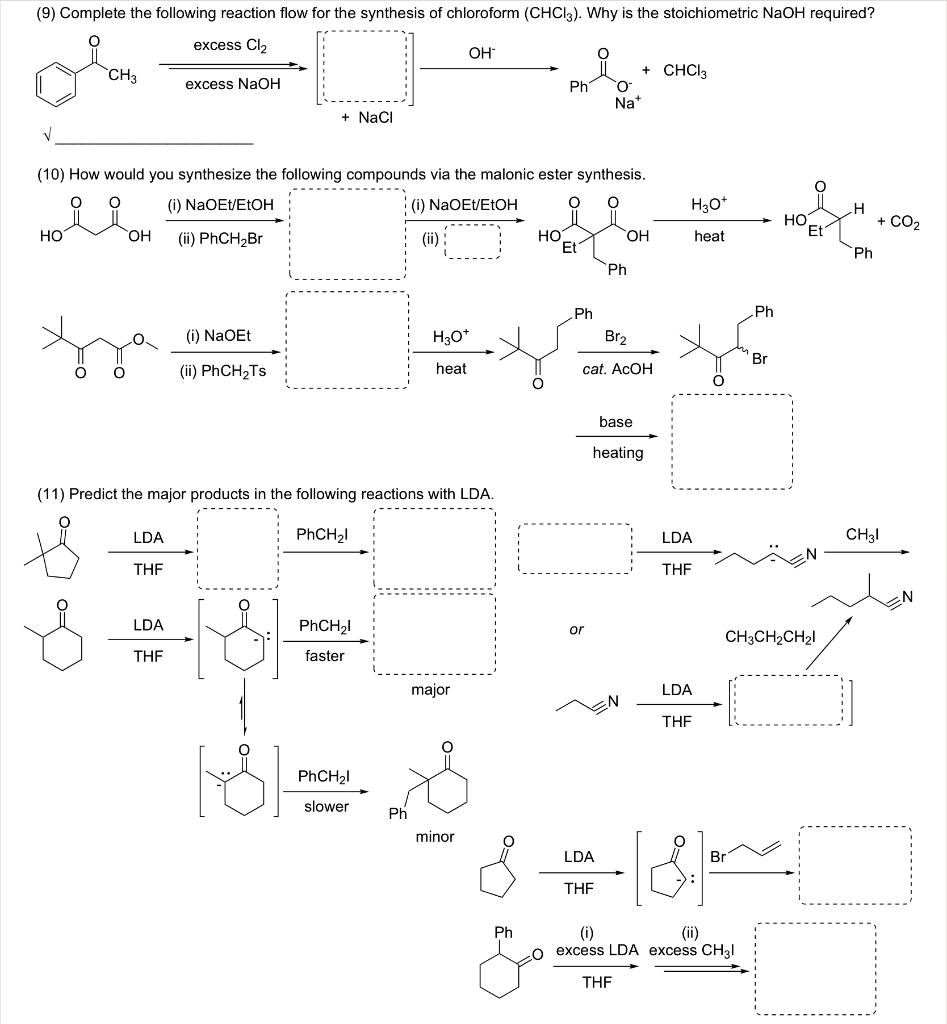 SOLVED 9 Complete The Following Reaction Flow For The Synthesis Of Chloroform CHCI3 Why Is