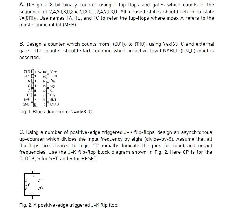 SOLVED: A. Design a 3-bit binary counter using T flip-flops and gates ...