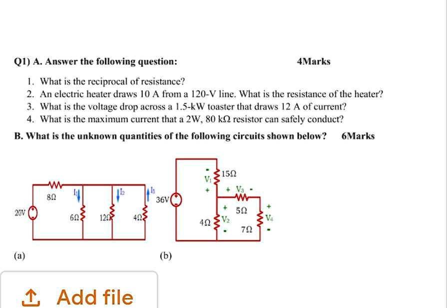 SOLVED Q1. What is the reciprocal of resistance? Q2. An electric
