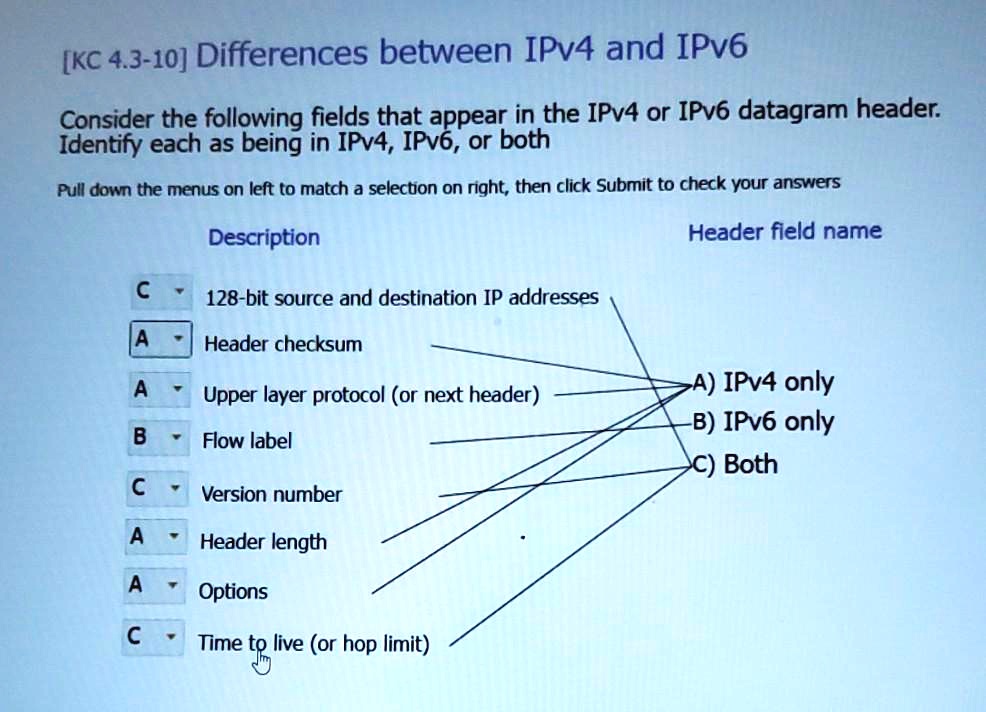 SOLVED: Differences between IPv4 and IPv6: Consider the following ...