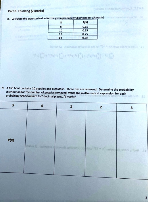SOLVED: Calculate the expected value for the given probability ...