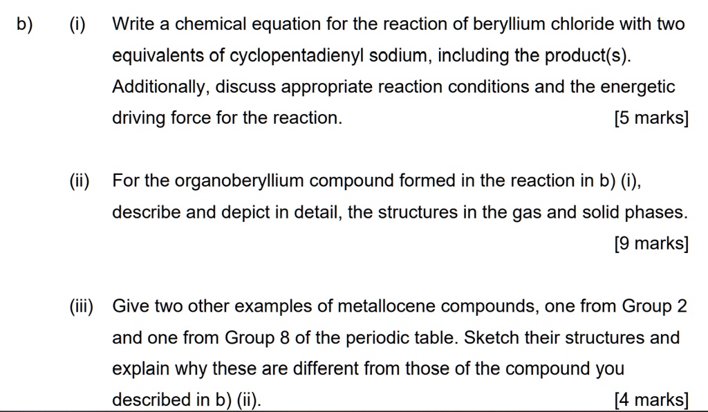 SOLVED Write a chemical equation for the reaction of beryllium