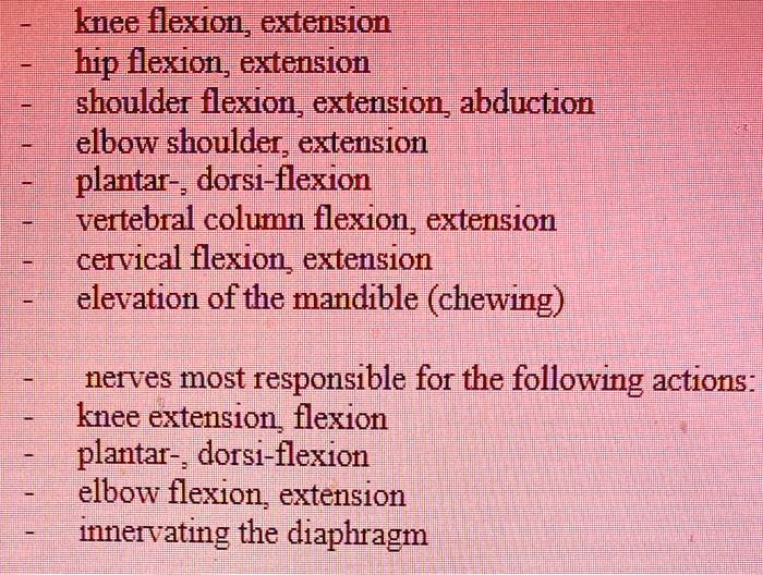 SOLVED Knee flexionextension Hip flexionextension Shoulder flexion