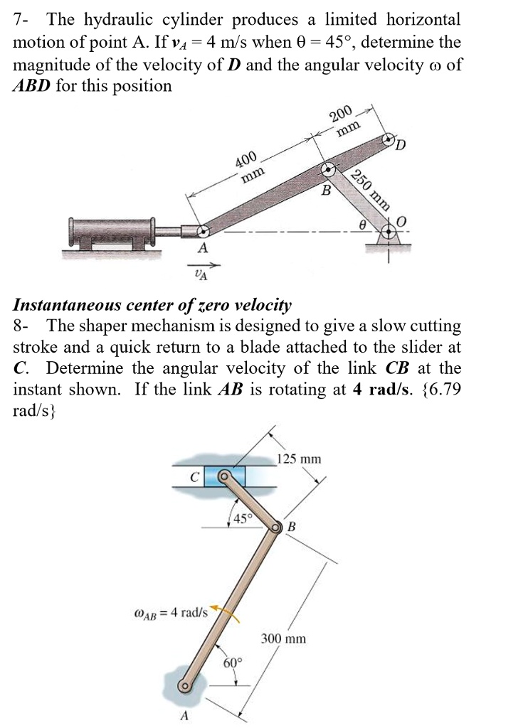 SOLVED 7 The hydraulic cylinder produces a limited horizontal motion