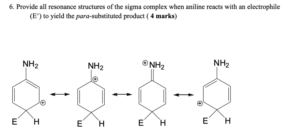 SOLVED: 6. Provide all resonance structures of the sigma complex when ...