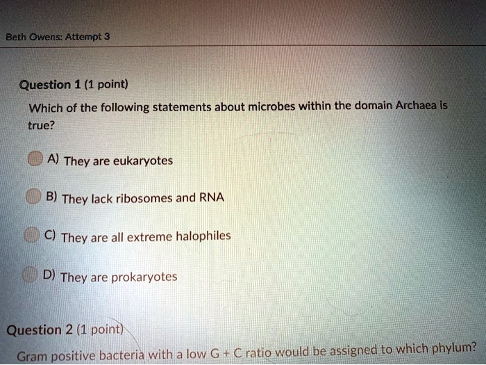 SOLVED Beth Owens Attempt 3 Question 1 (1 point) Which of the