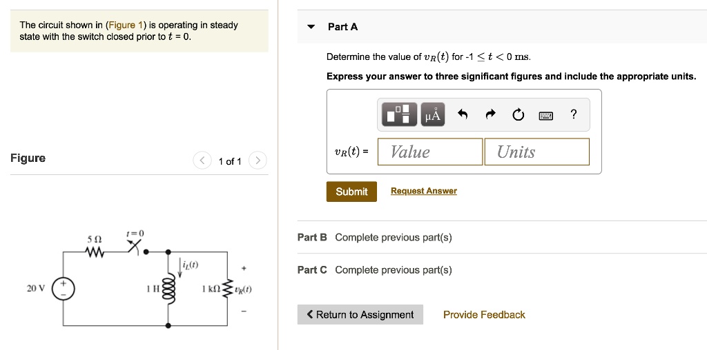 SOLVED: The circuit shown in Figure 1 is operating in steady state with ...