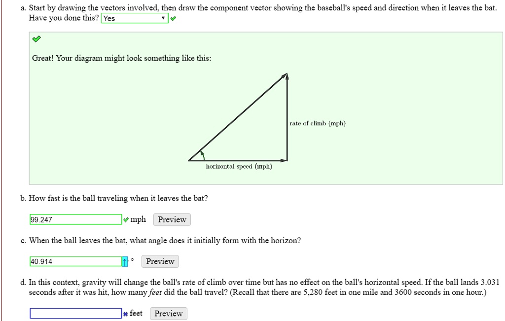 SOLVED: A batter hits a baseball with an initial horizontal speed of 75