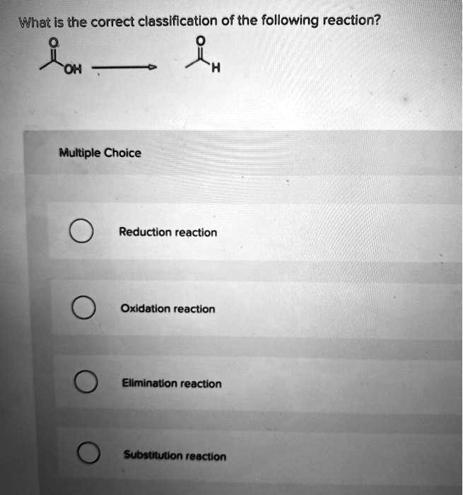 SOLVED: What Is The Correct Classification Of The Following Reaction ...